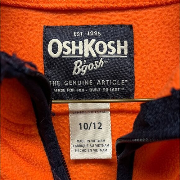 OSHKOSH B'gosh Fleece Colorblock Henley Orange Blue Size Youth 10/12 - Picture 3 of 4